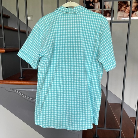 Vintage Denim & Co blue and white checked button up short sleeve shirt medium - Picture 3 of 10